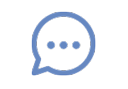 A blue speech bubble icon containing three horizontal dots inside. Description generated by AI